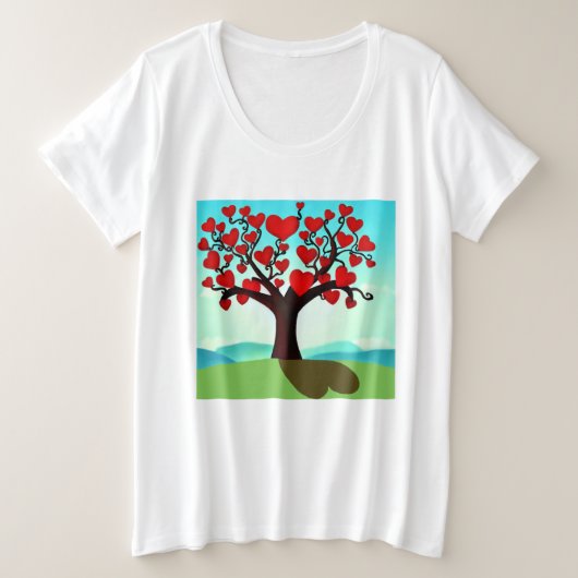 Liebesbaum - Valentine's Day Große Größe T-Shirt (Design vorne)