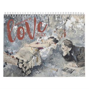 Liebesbekundungen, Vintage-Romantik-Kunst 2024 Kalender