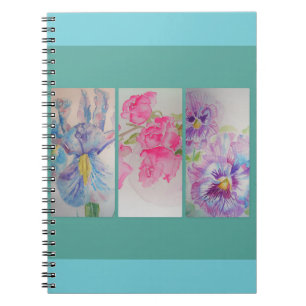 Liebesblumen Florale Wasserfarbe Türkis Notizbuch Notizblock