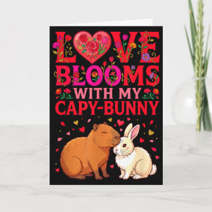 Liebesblüten Capybara Kaninchen Valentinstag Karte