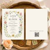 Liebesblüten Floral QR Code Brautjungfernparty Einladung