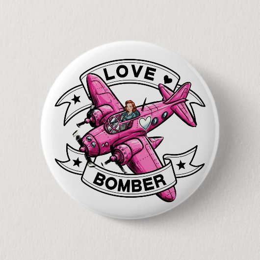 Liebesbomber-Pilotin Pink Button (Vorderseite)