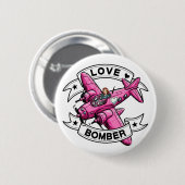 Liebesbomber-Pilotin Pink Button (Vorne & Hinten)