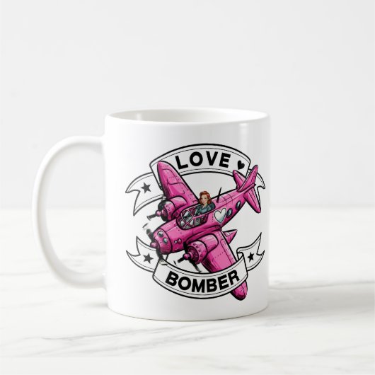 Liebesbomber-Pilotin Pink Kaffeetasse (Links)