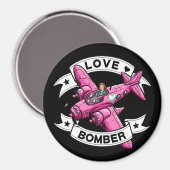 Liebesbomber-Pilotin Pink Magnet (Vorderseite/Rückseite)