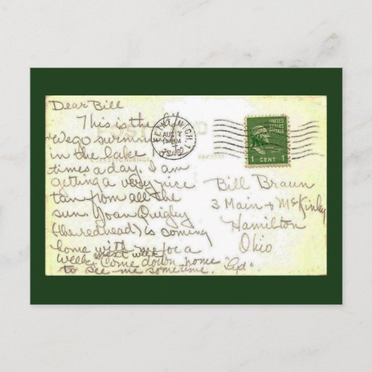 Liebesbrief-Postkarte Postkarte (Vorderseite)