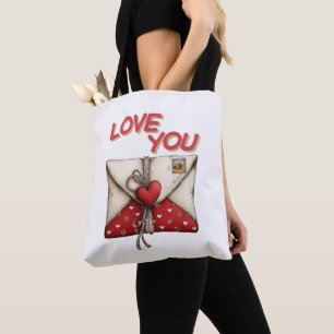 Liebesbrief Valentinsherz im Vintage-Stil Tasche