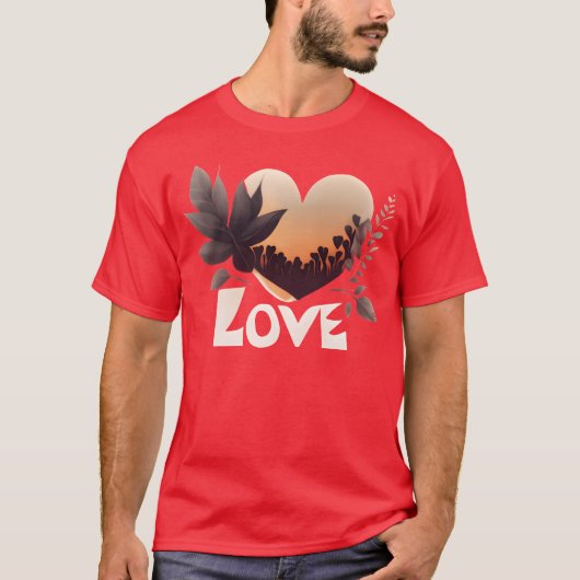 Liebesdesign Blätter Geschenk T-Shirt (Vorderseite)