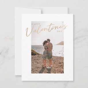 Liebesfoto mit goldener Kalligrafie zum Valentinst Feiertagskarte