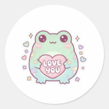 Liebesfrosch-Aufkleber Süßer Frosch hält Herz Roma