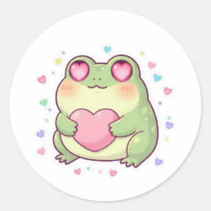 Liebesfrosch-Aufkleber Süßer Romantischer Frosch H Runder Aufkleber