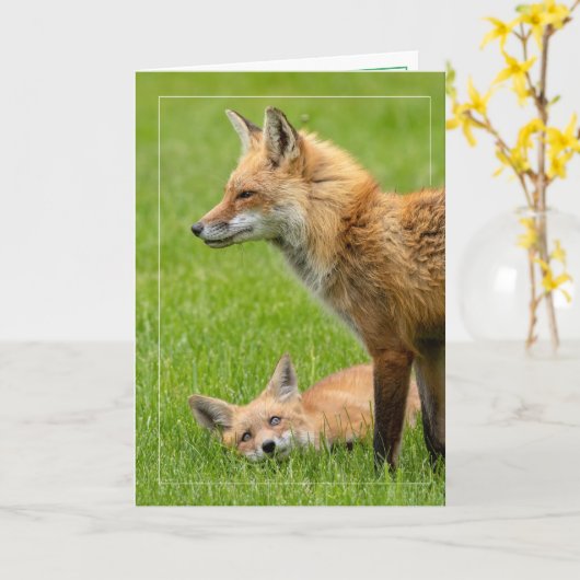 Liebesfüchse Karte (Gelbe Blume)