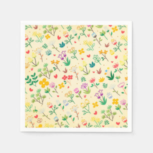 Liebesgarten Frühlingsblumen & Herzen Geburtstagsf Serviette