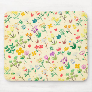 Liebesgarten Frühlingsblumen & Herzen Mousepad