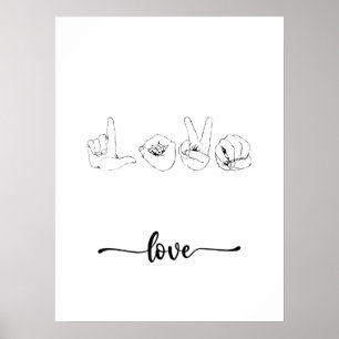 Liebesgebärdensprache Linienkunstposter Poster