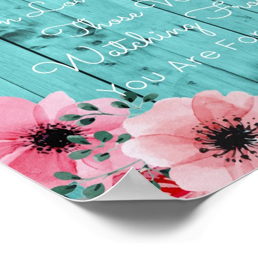 Liebesgedächtniszeichen | Rustikales Aquamarines H Poster (Ecke)