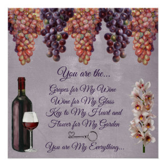 Liebesgedicht in Lila mit Trauben Poster