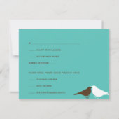 Liebesgeflügel Garten aquamarin blaue Hochzeitsrea RSVP Karte (Rückseite)