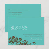 Liebesgeflügel Garten aquamarin blaue Hochzeitsrea RSVP Karte (Vorne/Hinten)