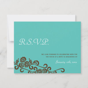 Liebesgeflügel Garten aquamarin blaue Hochzeitsrea RSVP Karte