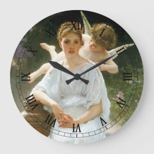 Liebesgeflüster, Erste Träumerei von Bouguereau Große Wanduhr