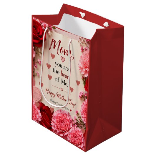 LIEBESGESCHENK FÜR MUTTERTAG  MITTLERE GESCHENKTÜTE (Vorderseite Schrägansicht)