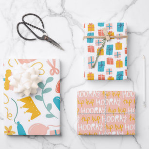 Liebesgeschenk Krone Hip Hip Hurra Geschenkpapier Set