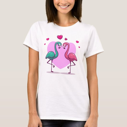 Liebesgeschenk von Flamingo Valentine T-Shirt (Vorderseite)