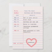 Liebesgeschichte Abgabedatum Bibliotheksausweis Te Save The Date (Vorderseite)