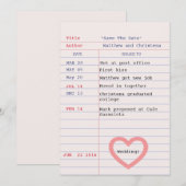 Liebesgeschichte Abgabedatum Bibliotheksausweis Te Save The Date (Vorne/Hinten)