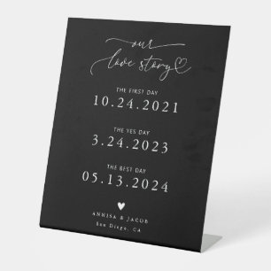 Liebesgeschichte Herz Schrift Schwarz Hochzeitszei Sockelschild