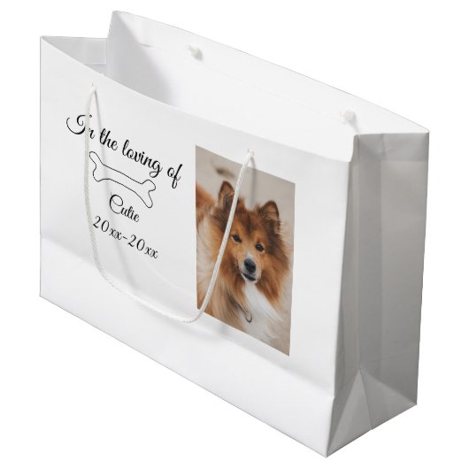 Liebesgeweih-Beerdigung hinzufügen Haustiernamensf Große Geschenktüte (Vorderseite Schrägansicht)