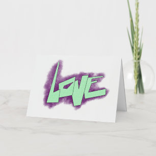 Liebesgraffiti lila grün mint typografie punkte