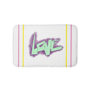 Liebesgraffiti lila grün mint typografie punkte  badematte