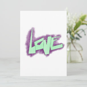 Liebesgraffiti lila grün mint typografie punkte feiertagskarte