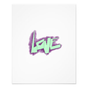 Liebesgraffiti lila grün mint typografie punkte fotodruck