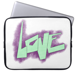 Liebesgraffiti lila grün mint typografie punkte laptopschutzhülle