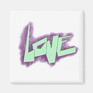 Liebesgraffiti lila grün mint typografie punkte magnet