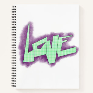 Liebesgraffiti lila grün mint typografie punkte notizblock