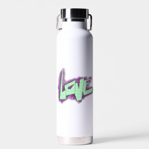Liebesgraffiti lila grün mint typografie punkte trinkflasche