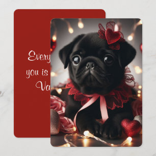 Liebesgrüße zum Valentinstag Pug Grußkarte Feiertagskarte