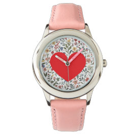 Liebesherz, Blumenmuster, modern, süß Armbanduhr