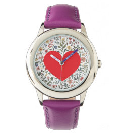 Liebesherz, Blumenmuster, modern, süß Armbanduhr