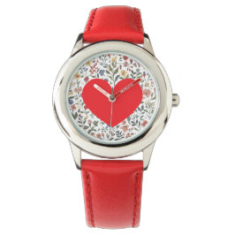 Liebesherz, Blumenmuster, modern, süß Armbanduhr