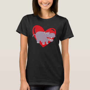 Liebesherz-Grafik Valentinstag Nilpferd Jungen Kin T-Shirt