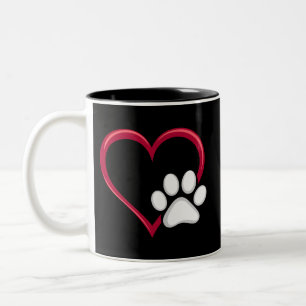 Liebesherz Hundepfote Valentinstag Hunde Liebhaber Zweifarbige Tasse