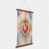 Liebesherz Jesu Wasserfarbe Wandteppich Mit Holzrahmen (Gewinkelt)