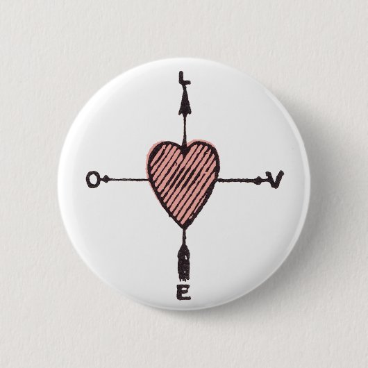 Liebesherz-Kompassknopf Button (Vorderseite)