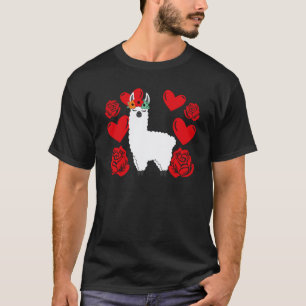 Liebesherz Valentinstag Rosen Lama Jungen Kinder T-Shirt