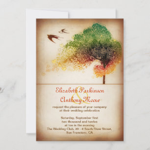 Liebesherzen Baum Hochzeitsankündigung - Einladung